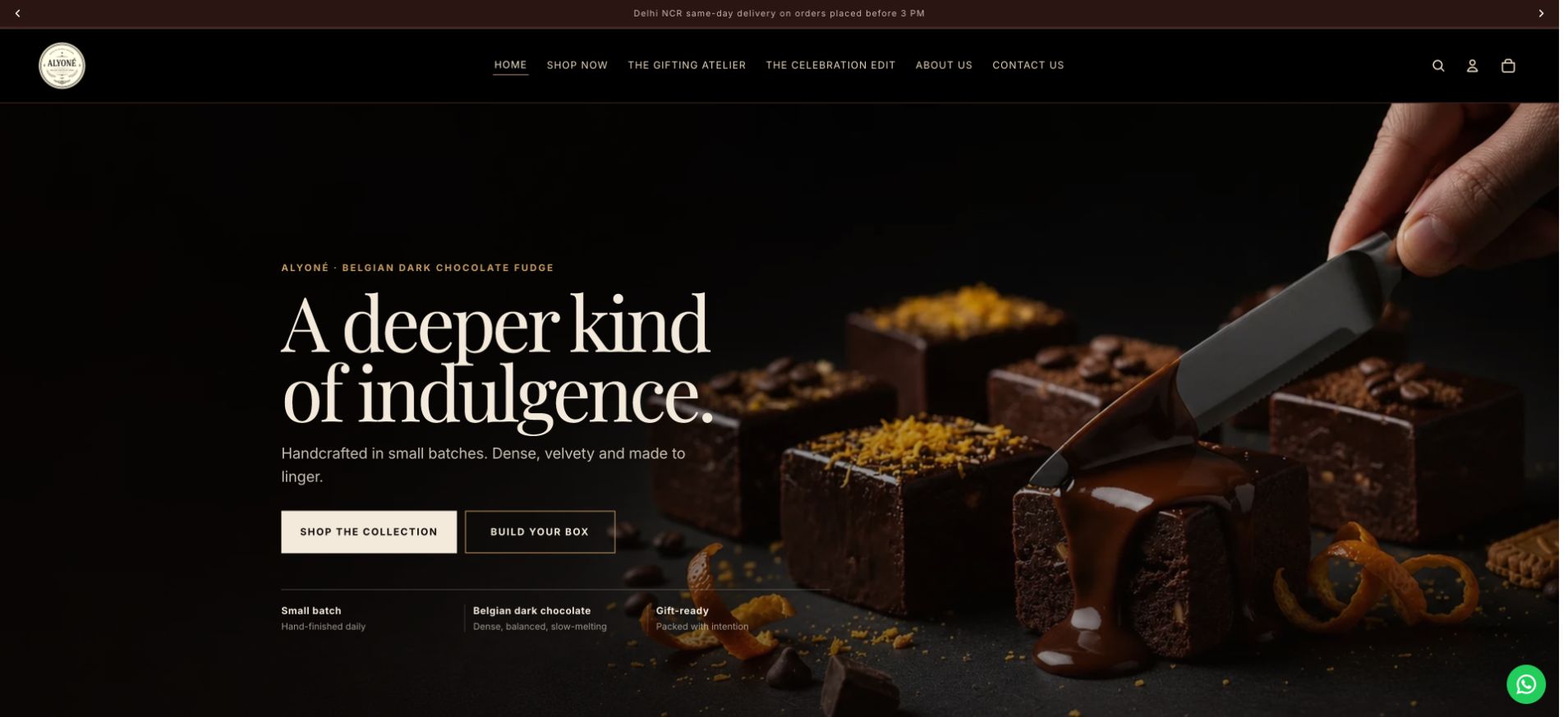 Alyoné website homepage