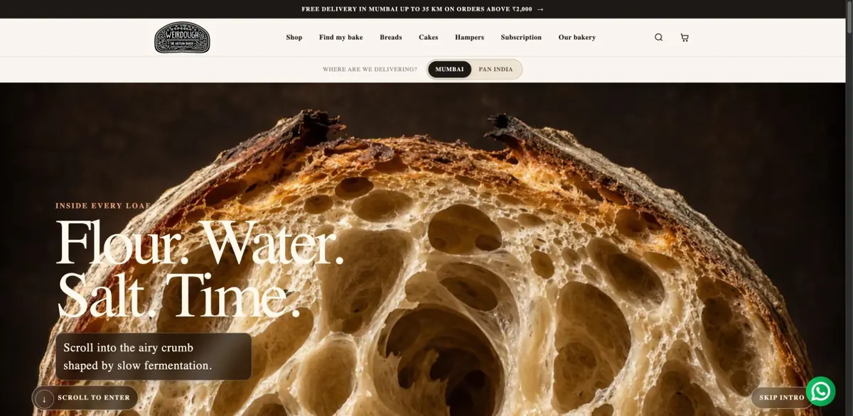 Weirdough website homepage
