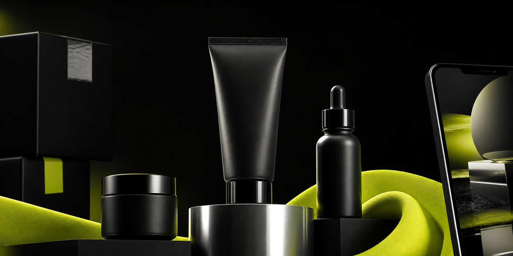 Premium product launch world connecting packaging, storefront and brand experience
